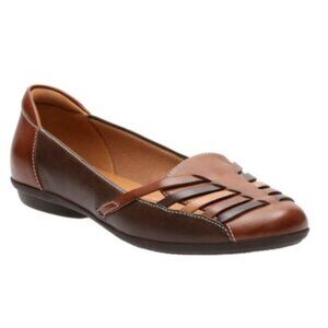 Clarks Gracelin Gemma Women's Ortholite Flats in Multi Brown Woven Boho Sz 7.5